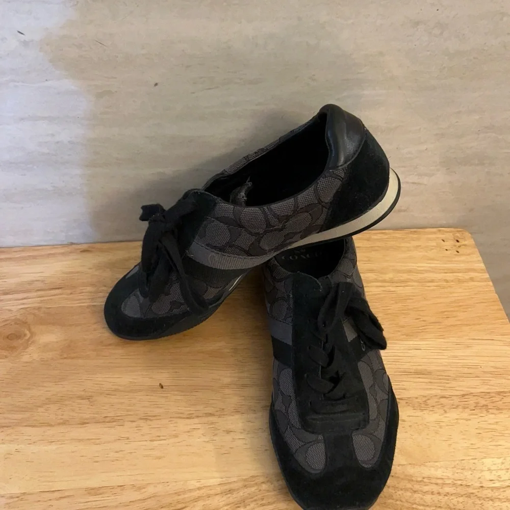 Coach Kelson Signature canvas and suede sneakers in a black and grey colorway